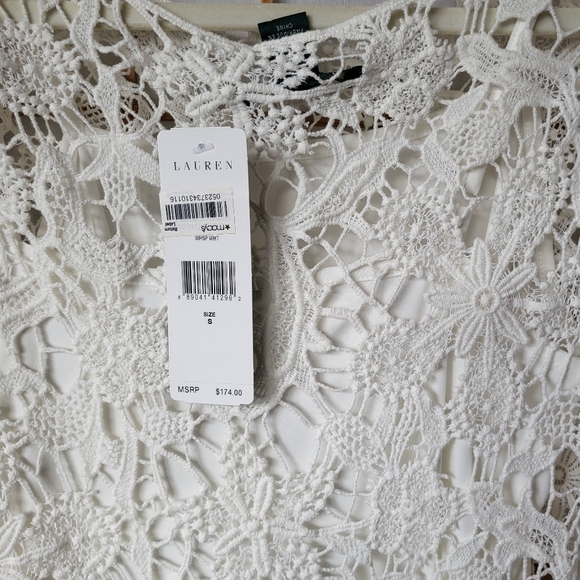 NWT RALPH LAUREN KNEE LENGTH EXCLUSIVE WINTER WHITE CROCHETED COTTON DRESS SMALL - Picture 7 of 14